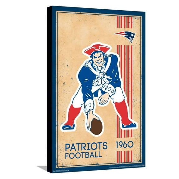 NFL New England Patriots - Retro Logo 14 Canvas Wall Poster, 14.725" x 22.375"
