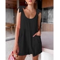 thumbnail image 7 of ShomPort Summer Baggy Backless Cotton Short Overalls for Women Round Neck Tie Wide Leg Cute Jumpsuits, 7 of 7