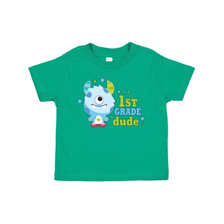 

Inktastic 1st Grade Dude with Cute Blue Monster Gift Toddler Boy Girl T-Shirt