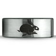 thumbnail image 2 of Tungsten Rabbit Bunny Small Pet Band Ring 8mm Men Women Comfort Fit Brushed Gray Flat Cut Black Polished, 2 of 4