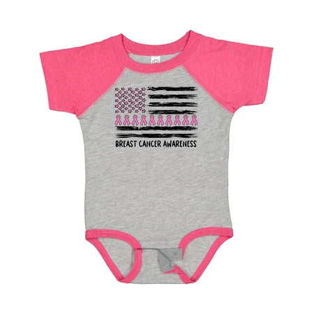 

Inktastic Breast Cancer Awareness Pink Ribbons and Flag Gift Baby Boy or Baby Girl Bodysuit