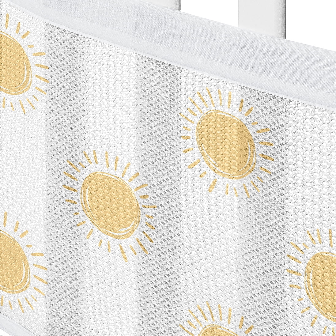Sweet Jojo Designs + BreathableBaby Boho Sun White and Mustard Boy, Girl, Unisex/Gender Neutral Breathable Mesh Crib Liner