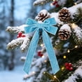 thumbnail image 5 of OCCOA Velvet Bow Christmas Tree Wreath Decorative Pre-Tied Ribbon Ornament for Door Mantel Window Gift Wrapping Home Party Decor Xmas Present, Blue, 5 of 6