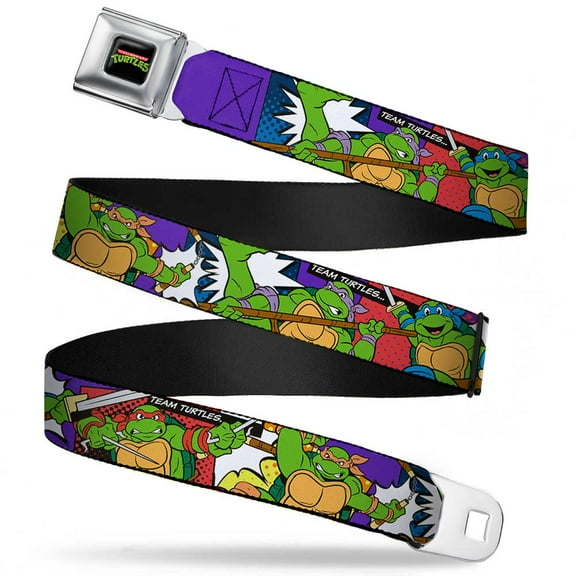 Classic Tmnt Logo Full Color Classic Tmnt Action Poses Team Turtles Webbing Seatbelt Belt Standard
