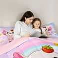 thumbnail image 4 of Manfei Cute Cartoon Salamander 7pcs Bedding Comforter Set,Rainbow Watermelon Cake Queen Bedding Sets,Pink Kawaii Axolotl Queen Sheet Sets For Girl Kids,Super Cozy Room Decor Reversible, 4 of 8