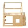 thumbnail image 7 of Euroco Full Size Loft Bed with Storage Shelves, House Bed with LED Light, Natural, 7 of 7