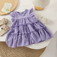 thumbnail image 2 of Coerni Toddler Girls Fly Sleeve Layered Flowy Dress Casual Loose Flutter Trendy Solid Holiday Beach Sundress Princess Gown, 2 of 3