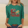 thumbnail image 2 of ZVAVZ Hauts pour Femmes Été 2025, Chemises de Football Rugby pour Femmes Manches 3/4 Col Rond Tuniques T-Shirts Jour de Match Y2K Hauts Décontractés Chemises en Solde Vert 2TG, 2 of 4
