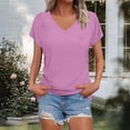 thumbnail image 2 of yillto Women's Casual V Neck T Shirts Summer Cap Short Sleeve Fashion Loose Solid Color Tops Tee, 2 of 7
