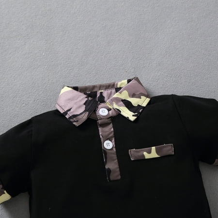 

nsendm Baby Camouflage Gentleman Shirt Shorts Infant Set Tops+Dinosaur Boys Boys Outfits&Set Boy Clothes 3 Months Childrenscostume Black 9-12 Months