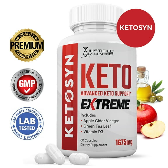 Ketosyn Keto ACV Extreme Pills 1675mg Alternative to Gummies Dietary Supplement 60 Capsules