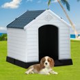 thumbnail image 4 of Plastic Dog House 28 inch Indoor Outdoor Dog Houses with Elevated Floor, All Weather Waterproof Doghouse, Easy to Assemble,Ventilation Design Pet House, 4 of 7