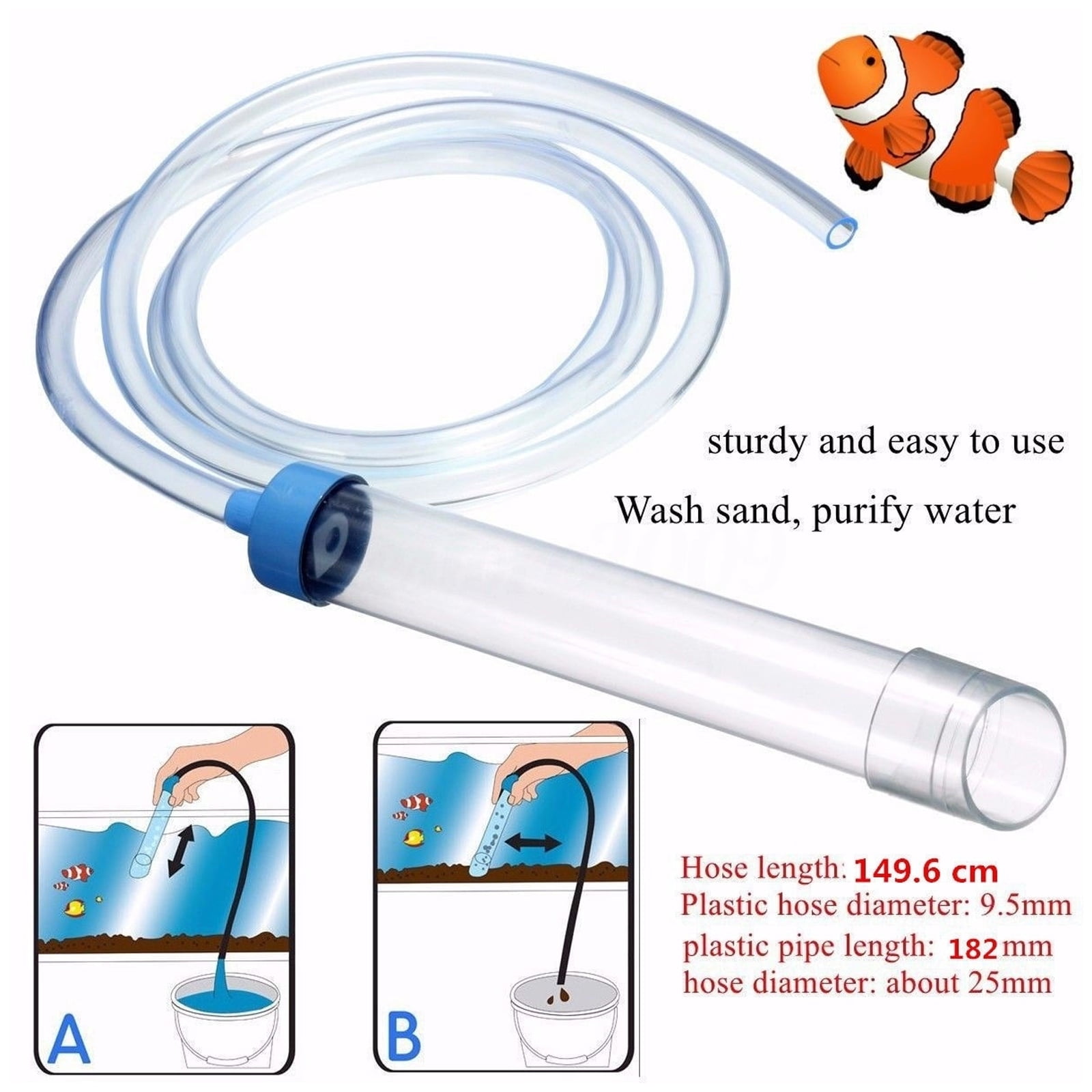 Fish Tank Water Filter, Air Pump Accessories Fish Aquarium Gravel Cleaner Syphon Vacuum Water
