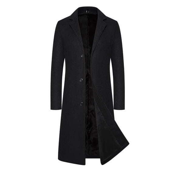 cocolona Mens Long Trench Coat Winter Lapel Long Sleeve Warm Overcoat Fashion Casual Slim Jacket Outwear