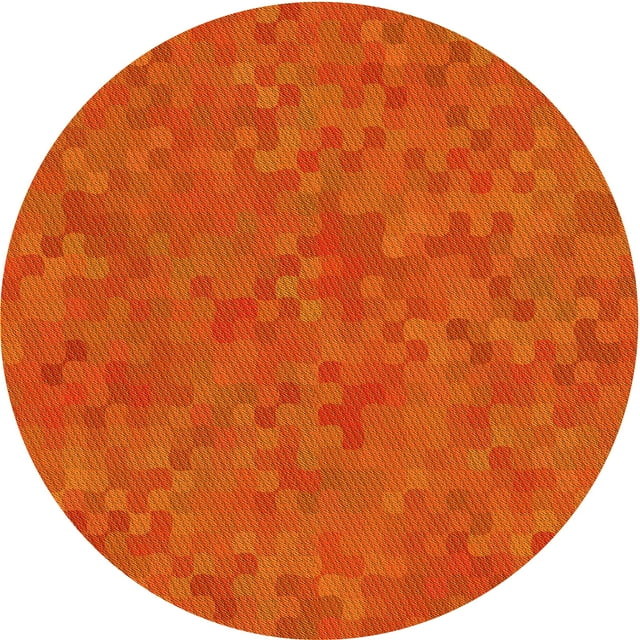 Ahgly Company Tapis Rond Lavable en Machine Intérieur Transitionnel Orange Rouge Orange, 3 Pieds Rond