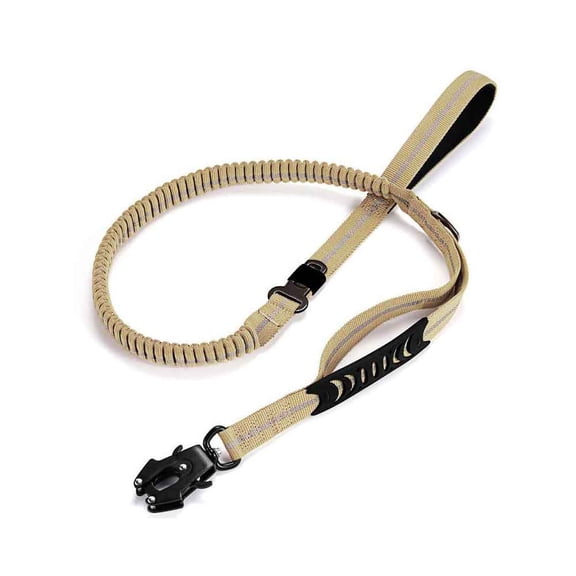 Bungee Dog Leash with Padded Handles, Reflective, Khaki