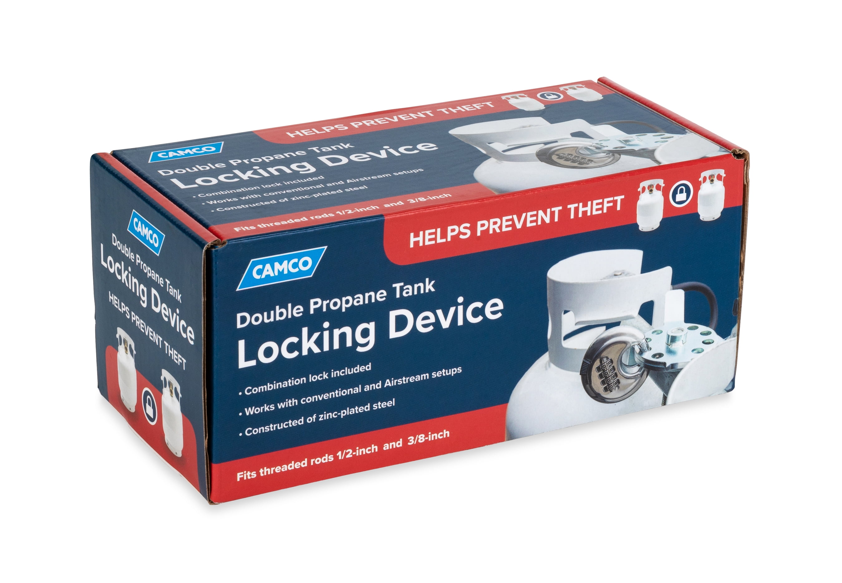 Camco Camper/RV Double Propane Tank Locking Device | Features a Combination Lock for Keyless Access & Heavy-Duty Steel Design (40590)
