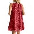 thumbnail image 5 of Uscallm Women's Halter Sleeveless High Low Embroidery Boho Mini Beach Dresses Summer Vacation Sundress Flowy Casual, Red 2XL, 5 of 7