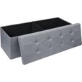 thumbnail image 1 of Storage Ottoman Bench Folding Chest Footrest Stool MDF Frame Lid Light Grey 43", 1 of 16