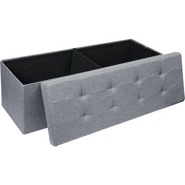 Storage Ottoman Bench Folding Chest Footrest Stool MDF Frame Lid Light Grey 43"