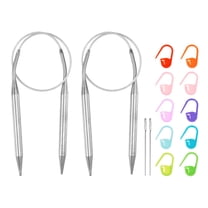 Uxcell 2pcs Knitting Needles Size US 10.5(6.5mm) Circular Needle 16 Inch(40cm) Round Metal Stainless Steel Needle with Needle for Handmade Projects DIY Knitting