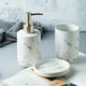 thumbnail image 2 of Juego de accesorios de baño de cerámica con efecto mármol, dispensador de loción y jabonera. Blanco 3 piezas, 2 of 8