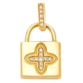 thumbnail image 2 of Wellingsale 14K Yellow Gold Polished Lock Charm Pendant with CZ Accent, 2 of 4