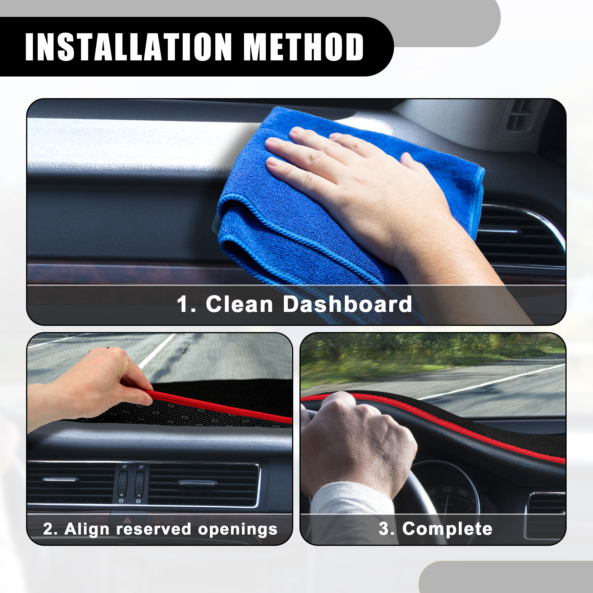 Unique Bargains Dash Cover - Non-Slip Dashboard Mat for Jeep Compass 2009-2016 - Black Red