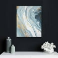 thumbnail image 4 of ONETECH Modern Canvas Print Wall Art Painting Blue Abstract Watercolor Contemporary Wall Art Silver Gold Art Wall Decor for Living Room Bedroom Bathroom Kitchen Office Dining Room, 4 of 4