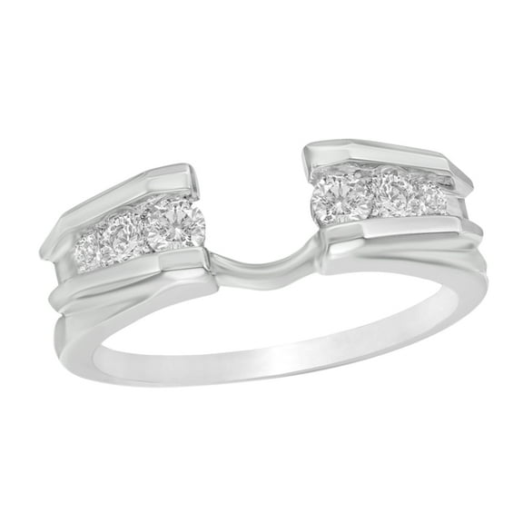 White Natural Diamond Tension-Style Solitaire Enhancer Ring in 14k White Gold (3/8 Cttw)