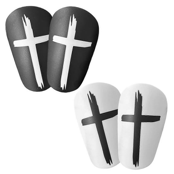 Pairs Mini Soccer Shin Guards, Black & White Cross Shin Guards Extra Mini Shin Pads Protective Equipment Shin Guards for Teenagers Adults Boys Girls