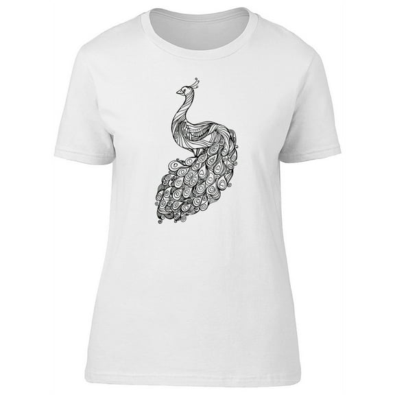Beautiful Paisley Peacock Bird T-Shirt Women -Image by Shutterstock, Female x-Large