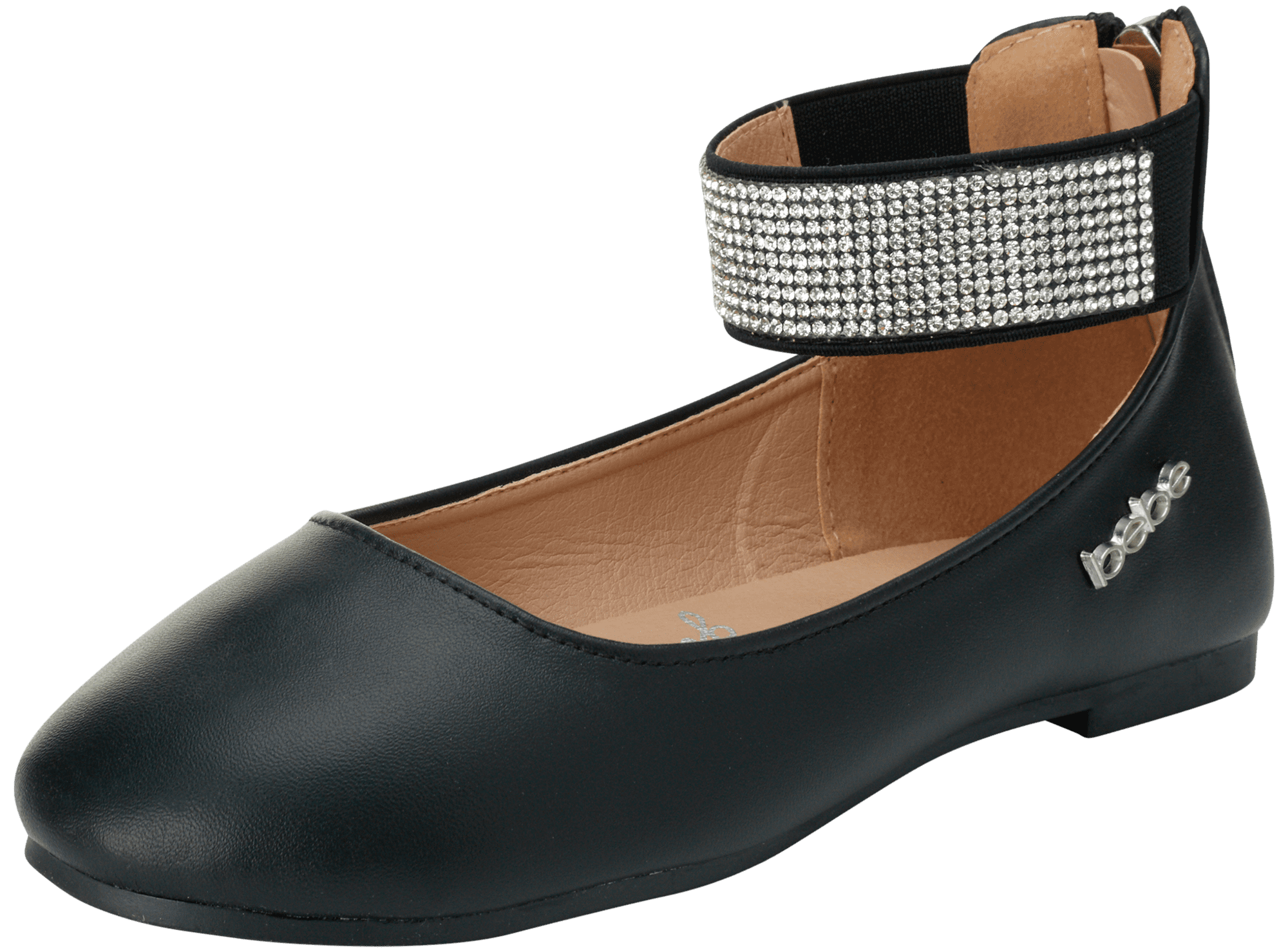 bebe Girls' Shoes - Ballet Flats with Rhinestone Studded Ankle Straps ...