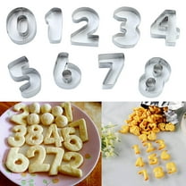 SHIMELE Number Character Cake Cutting Mould Set of 9, Stainless Steel Cookie Stamps, 0-8 Baking Mould for Cakes, Bread, Cookies, and Chocolate
