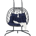 thumbnail image 7 of LEGAHOME 2-Person Wicker Egg Chair, Double Rattan Egg Chair with Stand and Removable Cushion, Outdoor Indoor Swing Hammock Chair Hanging Basket Chair for Patio Balcony Porch, Dark Blue, 7 of 7