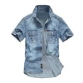 thumbnail image 1 of Xdzjlr Polos pour Hommes Coton Rétro Grande Taille Poche Bouton Manches Courtes Col Rabattu T-Shirt Homme TTTTG, 1 of 4