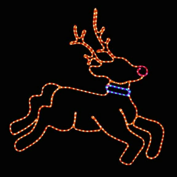 4' LED Rope Light Rudolph The Red Nose Reindeer Silhouette Motif Display