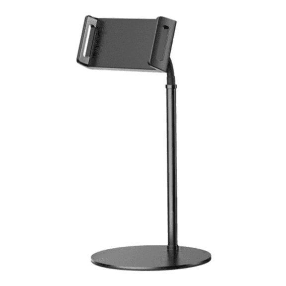 RDRKR Adjustable Gooseneck Cell Phone Holder, Flexible Arm Stand for Desk with Aluminum Alloy Construction, Universal Desktop Mount for Recording, Compatible with Devices 3.5"-7"(Black)