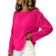 thumbnail image 4 of QASIEATN Women's Mesh Long Sleeve Tops Boat Neck See Through Lightweight Sweater Crochet Knit Tops Fall Fashion Outfits for Women, 4 of 5