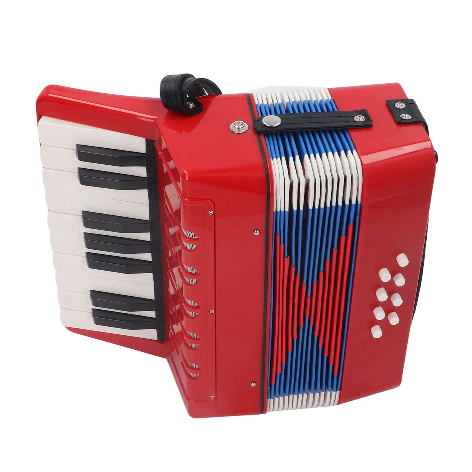 Piano Accordion 9.1 X 9.1 X 3.9 Inches Entry Level Piano Accordion ABS Plastic With Retractable Leather Strap 17 Keys 8 Bass Keys Entry Level Accordion Portable Accordion For Kids Beginners