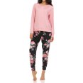 thumbnail image 1 of Flora by Flora Nikrooz Women's Solid Knit Top with Printed Velour Pajama Pant, 1 of 2
