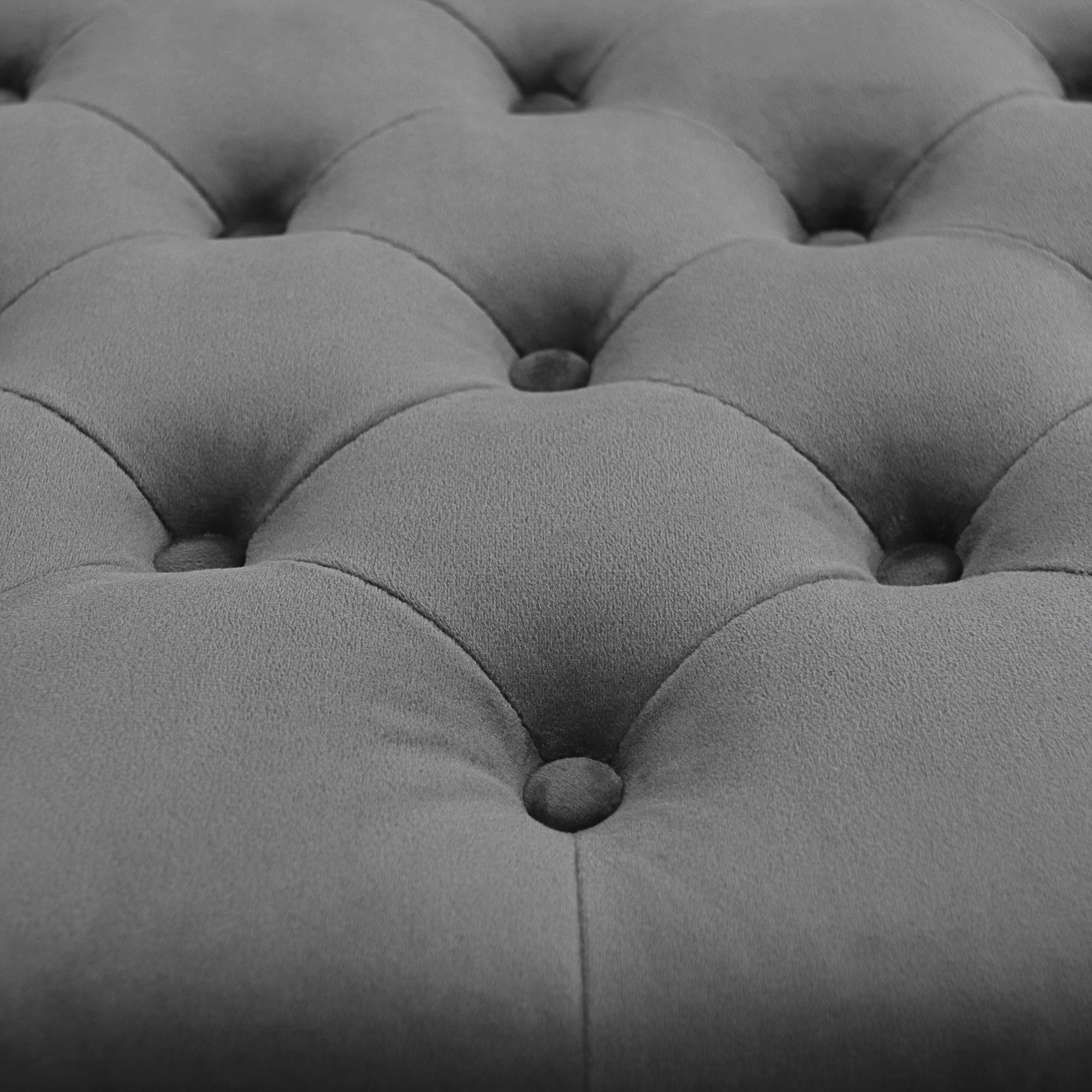 Abble Square Dark Gray Tufted Upholstered Cocktail Ottoman with Wheels