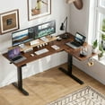 thumbnail image 3 of CHITOOMA L-Shaped Electric Standing Desk with Cable Tray, 63″ x 40″ Dual Motor Height Adjustable Sit to Stand Computer Desk with 3 Preset Heights, 2 Hooks for Home Office, Brown, 3 of 4