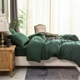 thumbnail image 3 of ZXNYH Jersey Knit Duvet Cover Set 100% T-Shirt Cotton Super Soft Comfy 3pc Bedding Set with Zipper Closure (Solid Forest Green, Queen), 3 of 7