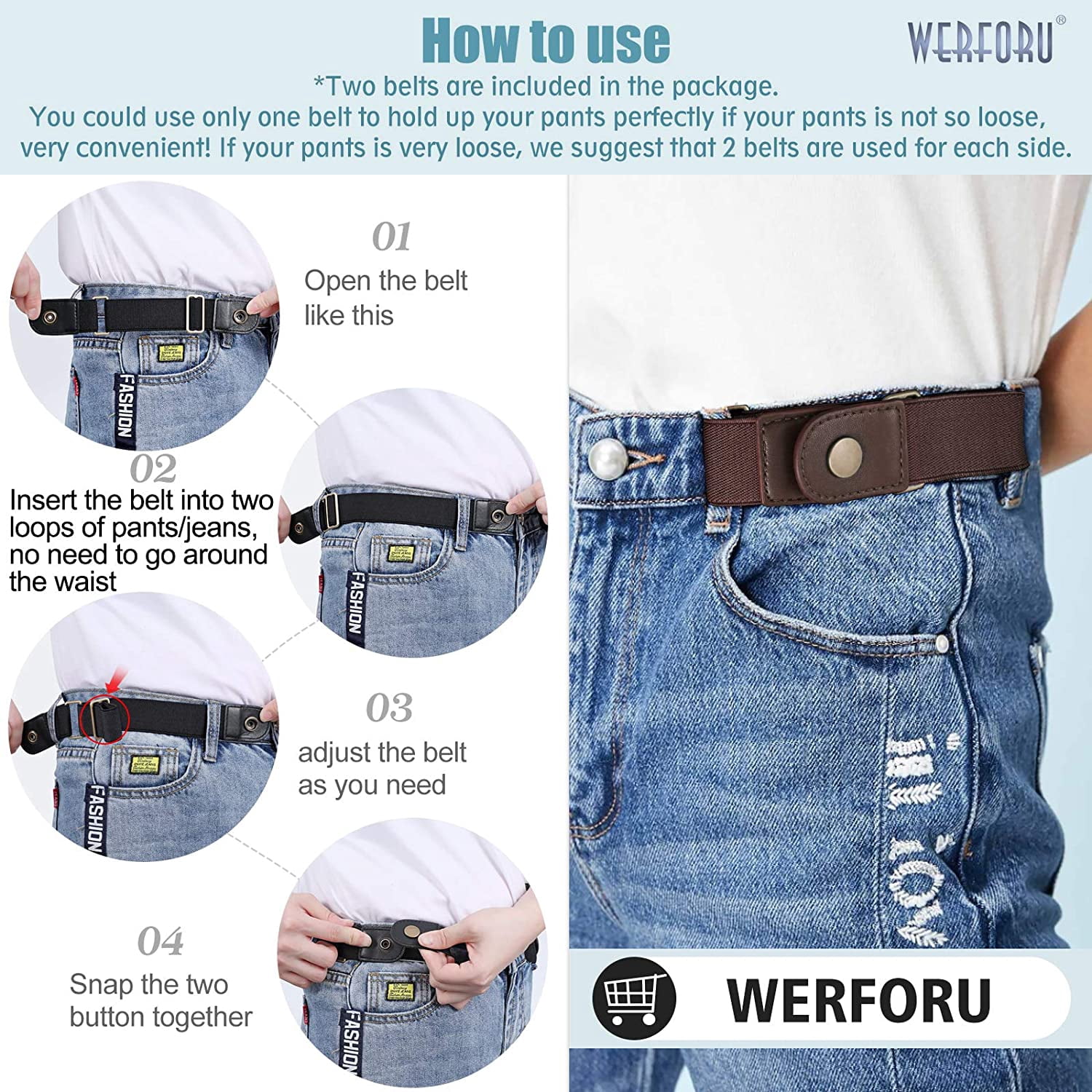 No Buckle Stretch Belt for Jeans Pants 