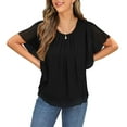 thumbnail image 4 of Mittory Summer Casual Loose Round Neck Chiffon Flowy Tops Mesh Shirts Dressy Casual Blouses, 4 of 7