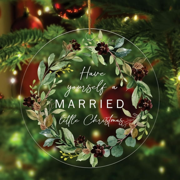 First Christmas Married Ornament 2025 – Wedding Gift, Just Married, Mr & Mrs Keepsake, Holiday Tree Décor