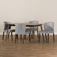 thumbnail image 5 of Baxton Studio Cassie Mid-Century Modern Walnut Wood Fabric 5-Piece Dining Set, Multiple Colors, 5 of 6