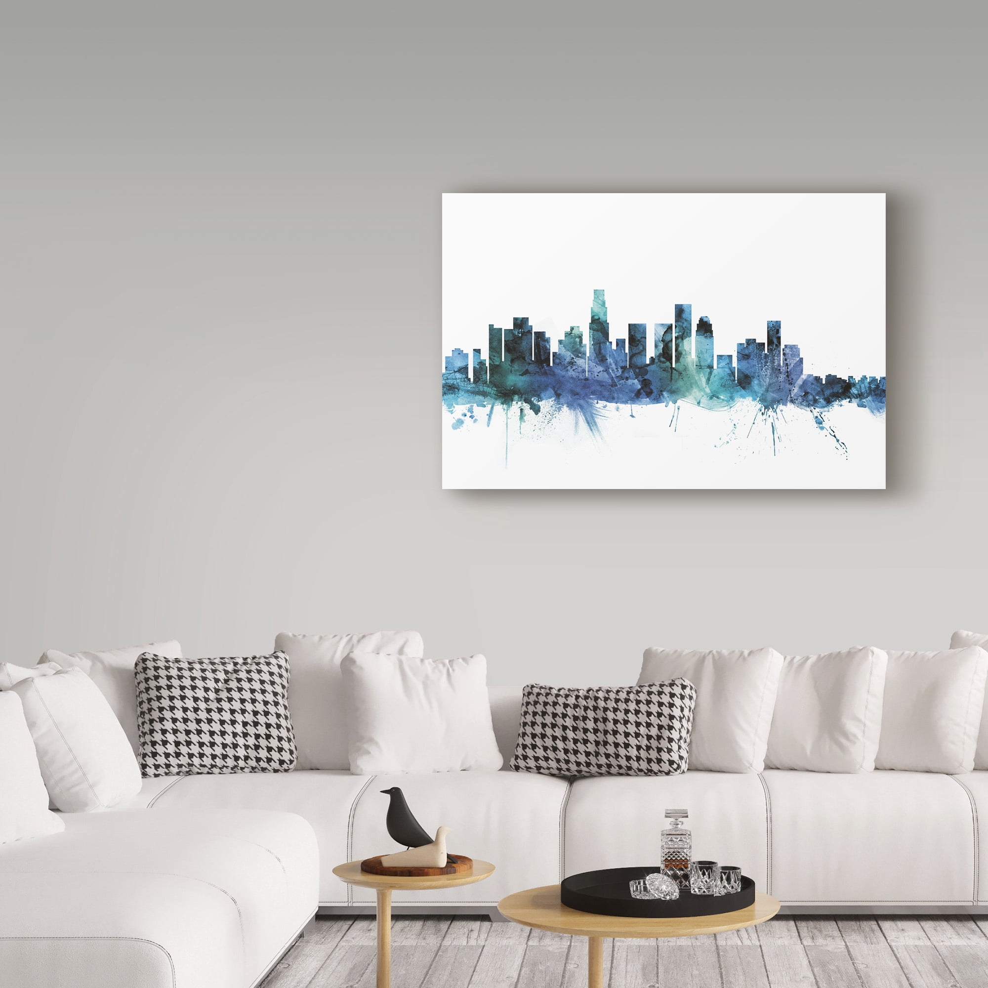 Trademark Fine Art 'Los Angeles California Blue Teal Skyline' Canvas Art by Michael Tompsett