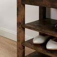 thumbnail image 5 of Height-Adjustable Wooden Shoe Bench with Concealed Storage, Charcoal-Grained Rubberwood Design, Ergonomic Seat & Stable Legs for Entryway Organization, 5 of 9
